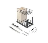 Emuca - Chariot Coulissant avec paniers et Chariot à Pain Titane, Fermeture à amortie, pour modules de Cuisine de 300mm, Acier, Gris Antracite