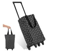Chariot Course Pliable Noir en Tissu Oxford, Renfort, Monte-escalier | Usage Camping et Courses, Structure Renforcée, Roues Stables, Format Compact, Pliage Rapide, Polyvalent