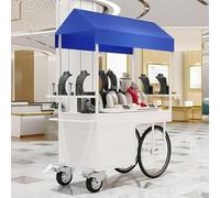 Chariot créatif en fer pour extérieur, kiosque de collation mobile, pour événements, festivals et marchés (blanc, 100 x 200 cm)