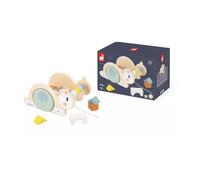 Janod Chariot de cubes Escargot Sweet Cocoon Jouet en bois FSC 16 cubes multicolores Doré