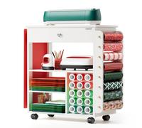 Chariot d’Organisation et de Stockage Crafit Compatible avec la Machine Cricut, Organisateur de roulage Crafit avec Support de Rouleau de Vinyle, Poste de Travail de Table