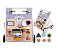 Engelhart - 640050 - Chariot de Marche en Bois Multi-activités - Jouet à Pousser pour Bébé - Motricité et Éveil - Dès 12 Mois - 34,5 x 41 x 43,5 cm - Jouets Jeux d' Eveil en Bois