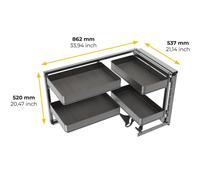 Chariot d'angle extractible pour meuble de cuisine anthracite Harmony - droite EMUCA