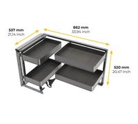 Chariot d'angle extractible pour meuble de cuisine anthracite Harmony - gauche EMUCA