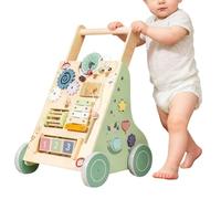 Chariot d'apprentissage en bois, roulement silencieux avec poignée réglable, sûr et jouet, jouet pour apprendre à la maison pour les