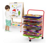 Chariot d'art mobile avec étagères amovibles - Séchoir à roulettes pour salle de classe et studio - Organiseur en métal pour artistes et fournitures d'artisanat