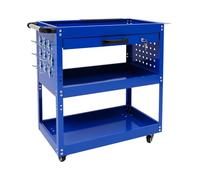 Chariot d'atelier à 3 niveaux - Charge maximale : 150 kg - Avec boîte de rangement et hariot à outils mobile - Pour entretien de voiture, garage, studio, etc (bleu)