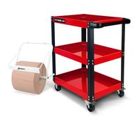 Chariot d'atelier BM TOOLS à 3 étages - Desserte, Plateaux de rangement pour outils, Servante, avec Distributeur de papier