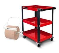 Chariot d'atelier BM TOOLS à 3 étages - Desserte, Plateaux de rangement pour outils, Servante, avec Distributeur de papier