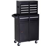 Chariot d'atelier DURHAND Armoire à outils Caisse à outils avec 5 tiroirs Roulettes 360° Métal 60 x 28 x 104,5 cm