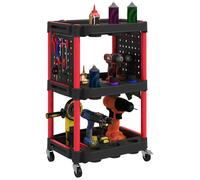 Chariot d'atelier servante atelier - HOMCOM - 3 niveaux - pour garage, entrepôt, outils de bricolage - charge 91 Kg - noir et rouge