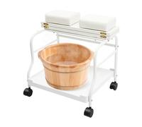 Chariot de bain de pieds portable 3 en 1 avec roues et planche pliante - Chariot de beauté pour repose-pieds, massage et pédicure - Chariot de salon pour la maison, le spa, le salon de manucure et la
