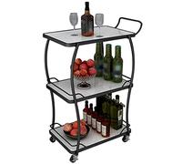 Chariot de Bar avec Roues et poignée Fête d'anniversaire Chariot de Service de Grande capacité à 3 Couches, Chariot à Boissons en Fer en métal de Style Minimaliste Moderne, Chariot d'hôtel