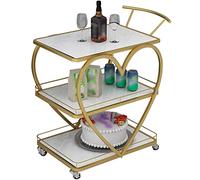 Chariot De Bar avec Roues pour La Maison De Luxe Créatif en Forme De Coeur Chariot À Boissons, Café 3 Couches De Grande Capacité Gâteau/Dessert Chariot De Service, Support De Rangement Portable (Col