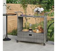Vidaxl Chariot De Bar Avec Tiroir Gris 100x45x97 Cm Résine Tressée Gris