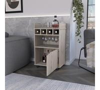 Chariot de bar en pin clair pour salon - Étagères élégantes, design moderne, boissons à la maison, chariot de service mobile, parfait pour le divertissement et la décoration