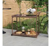 Chariot de Bar Noir Résine Tressée Rangement Service Jardin Patio vidaXL