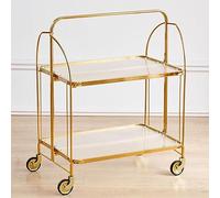 Chariot de bar pliable avec roues et poignées - Chariot de nourriture rotatif pour la maison et les fêtes - Idéal pour le café, le thé et le divertissement - Chariot élégant pour boissons à la maison