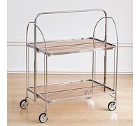 Chariot de bar pliable avec roues et poignées - Chariot de nourriture rotatif pour la maison, les cuisines et les fêtes - Chariot de service pour café et thé - Élégant et fonctionnel
