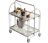 Chariot de bar pliable avec roues et poignées - Chariot de service rotatif pour la maison, les cuisines et les fêtes - Chariot à café et thé élégant et fonctionnel