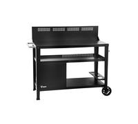 BBQ-Toro Chariot de barbecue 125 x 57 x 104 cm - Noir - Table de barbecue avec grande surface de travail - Table d'appoint de barbecue avec protection contre le vent - Chariot de barbecue d'extérieur