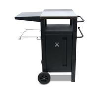 Chariot de barbecue avec rangement et housse de protection | Inox SS430, 85,2 x 54,5 x 90,5 cm, 2 plans 45 x 45 cm, rangement fermé, 2 roulettes, housse incluse