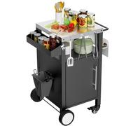 Chariot De Barbecue Avec Rangement Et Roulettes, Table De Grill Multifonction Avec éTagère à éPices, Crochets Et Plan De Travail, Chariot Bar Mobile Pour Accessoires De Grill, Cuisine Extérieure
