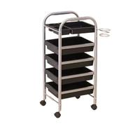 Chariot De Barbier, Chariot À Outils De Salon De Beauté À 5 Niveaux, En Acier Avec Roulettes, For Salon De Coiffure, Salle De Bain, Bureau(Color 1,Roller 3)