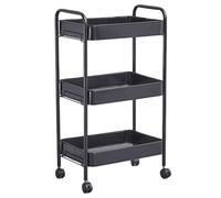 Chariot de beauté à roulettes à 3 étages - Chariot utilitaire mobile en métal pour cosmétiques, spa et salon de coiffure - Chariot de salon de coiffure noir