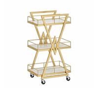 Chariot de beauté Beaka FMYSF, Étagère de rangement mobile, Chariot de coiffure Armoire chariot esthéticien à 3 niveaux avec roulettes pour Salon de Beauté, Spa (Color : Gold)