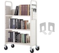Chariot de bibliothèque 790x385x1250mm Chariot de débarrassage 3 étagères Chariot à livres Acier au carbone + plateau en acier laminé à froid Chariot de service Capacité de poids 150kg (50kg par étagè