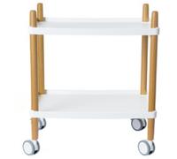Chariot de bureau, 2 étagères, blanc / hêtre