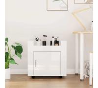 Chariot de Bureau Blanc Brillant 60x45x60 cm Bois Ingénierie Rangement vidaXL