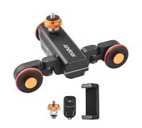 Chariot de caméra motorisé, 3 vitesses réglables, batterie 1800 mAh avec télécommande, mouvement silencieux et fluide, roues réglables à 180°, accéléré et enregistrement vidéo macro
