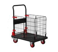 Chariot de camion à plateforme pliable 2 en 1 avec cage et roues amovibles, chariot utilitaire à plateau peu encombrant pour une utilisation domestique et commerciale (bleu, taille M)