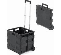 Chariot de camping multifonctionnel, grande capacité 25 kg, plastique durable et aluminium, noir