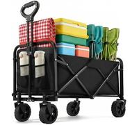 Chariot de Camping Pliable 100L, Chariot Tout Terrain Multifonction, Chariot de Transport pour Jardin Plage Outdoor Loisirs
