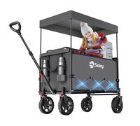 Chariot de camping pliable avec capacité 150 L, charge maximale 150 kg et auvent de protection amovible - Gris