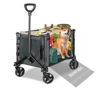 Chariot de camping pliable avec freins, chariot de plage sur grandes roues tout terrain, poignée escamotable, Heavy Duty 600D, 120 l, 100 kg, pour le shopping, pique-nique, camping, transport, gris