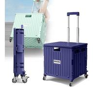 Chariot de camping pliable avec roues à 360°, chariot léger et portable, boîte de rangement de 65 l, facile à nettoyer, capacité de 50 kg, idéal pour une utilisation en extérieur