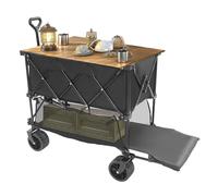Chariot de camping pliable avec roues - Chariot pliable double couche, poignée réglable pour plage, pique-nique, sentiers de randonnée