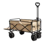 Chariot De Camping Pliable Et Robuste Avec Hayon Arrière Rabattable, Cadre En Acier Au Carbone Avec Frein, Chariot Utilitaire Pliable Idéal Pour La Plage, Les Festivals, La Pêche,Brown B1-86*50*102cm