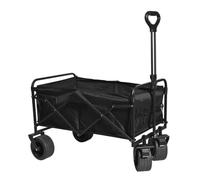 Chariot De Camping Pliable Et Robuste Avec Roues Tout-terrain De 20 Cm, Frein De Blocage, Chariot Utilitaire Pliable Pour La Plage, Les Festivals, Le Jardin, La Pêche Et Le Shopping,Black B1-86*50*102