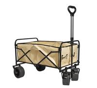 Chariot De Camping Pliable Et Robuste Avec Roues Tout-terrain De 20 Cm, Frein De Blocage, Chariot Utilitaire Pliable Pour La Plage, Les Festivals, Le Jardin, La Pêche Et Le Shopping,Brown B2-86*50*102
