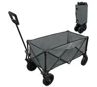 Chariot de camping pliable et robuste, idéal pour les pique-niques en plein air, la plage, les fêtes de camping, les courses au supermarché, les barbecues, les camping-cars, etc. Gris foncé