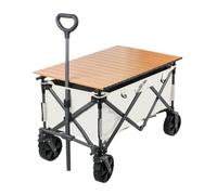 Chariot de camping pliable portable avec rangement pour courses et outils - Chariot d'extérieur noir pour pique-niques, voyages en camping-car, plage et randonnée