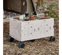 Chariot de camping pliable portable avec table de pique-nique, équipement de vacances en plein air, remorque de camping légère pour un transport et un rangement faciles, parfait pour le camping et les