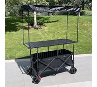 Chariot de camping pliable réglable surdimensionné avec table et pare-soleil pour activités de plein air, jardin, barbecue, étals de marché et camping Chariot de collation mobile