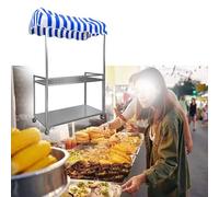 Chariot de camping pliable sur roues, chariot pliable portable avec support à collation à 2 niveaux en acier, polyvalent pour les marchés en plein air, la plage et les distributeurs automatiques