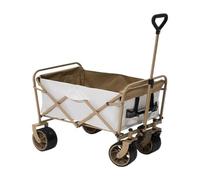 Chariot de camping portable pliable avec freins, chariot à roues larges pour équipement d'extérieur et remorque de voiture, léger, durable, facile à manœuvrer (blanc)